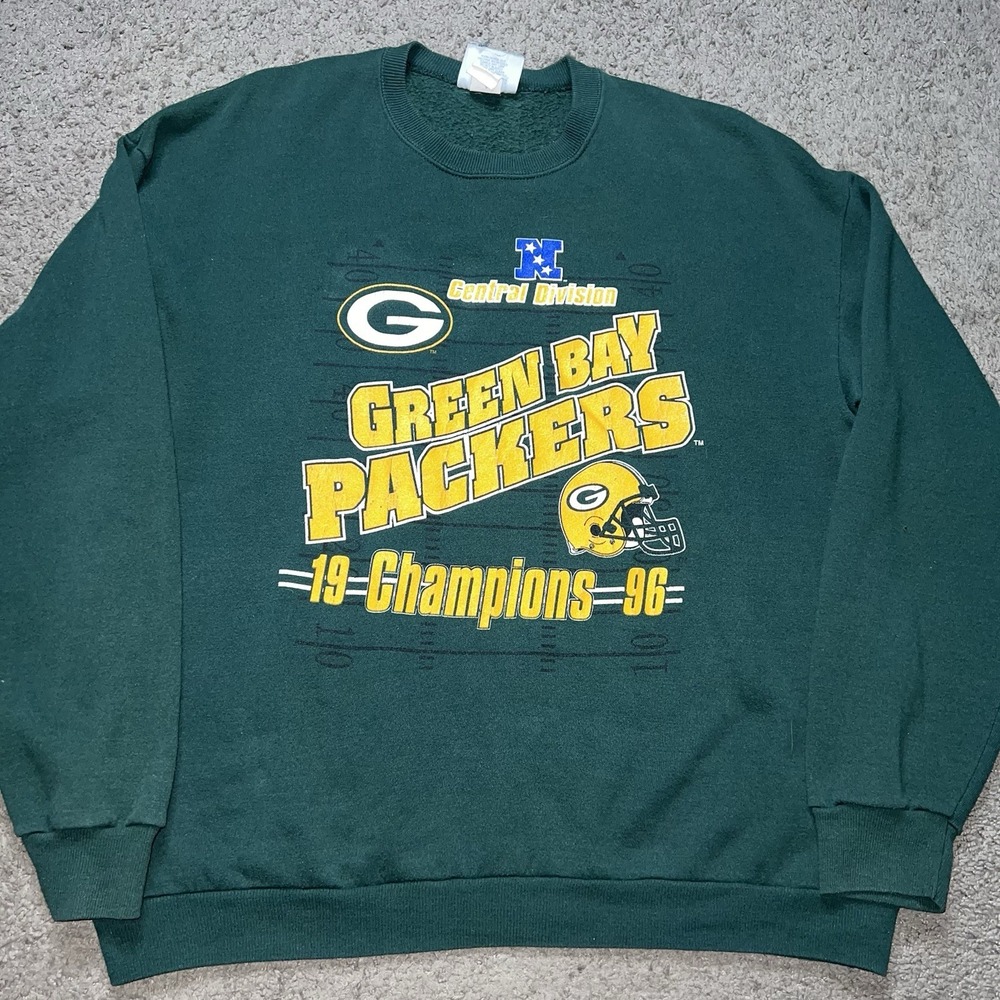 Vintage Green Bay Packers 1996 NFL NFC Central Champions 90s Sweatshirt Mens XL
